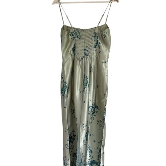REFORMATION Frankie Silk Dress - Sage Border in size 6 - Picture 3 of 7